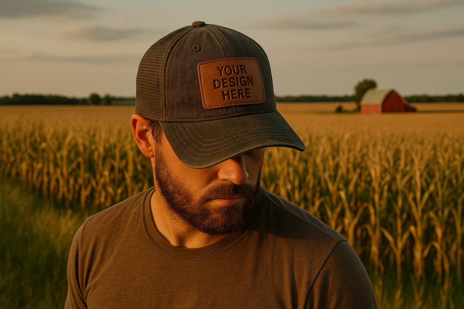 nice its a little zoomed in on his face zoom out a bit. Also instead of mountains can we do Indiana background, so maybe crops or cornfield 
